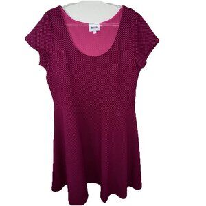 Leota Fit & Flare Scoop Back Dress Pink Honeycomb Circle Cap Sleeve Women’s 2XL